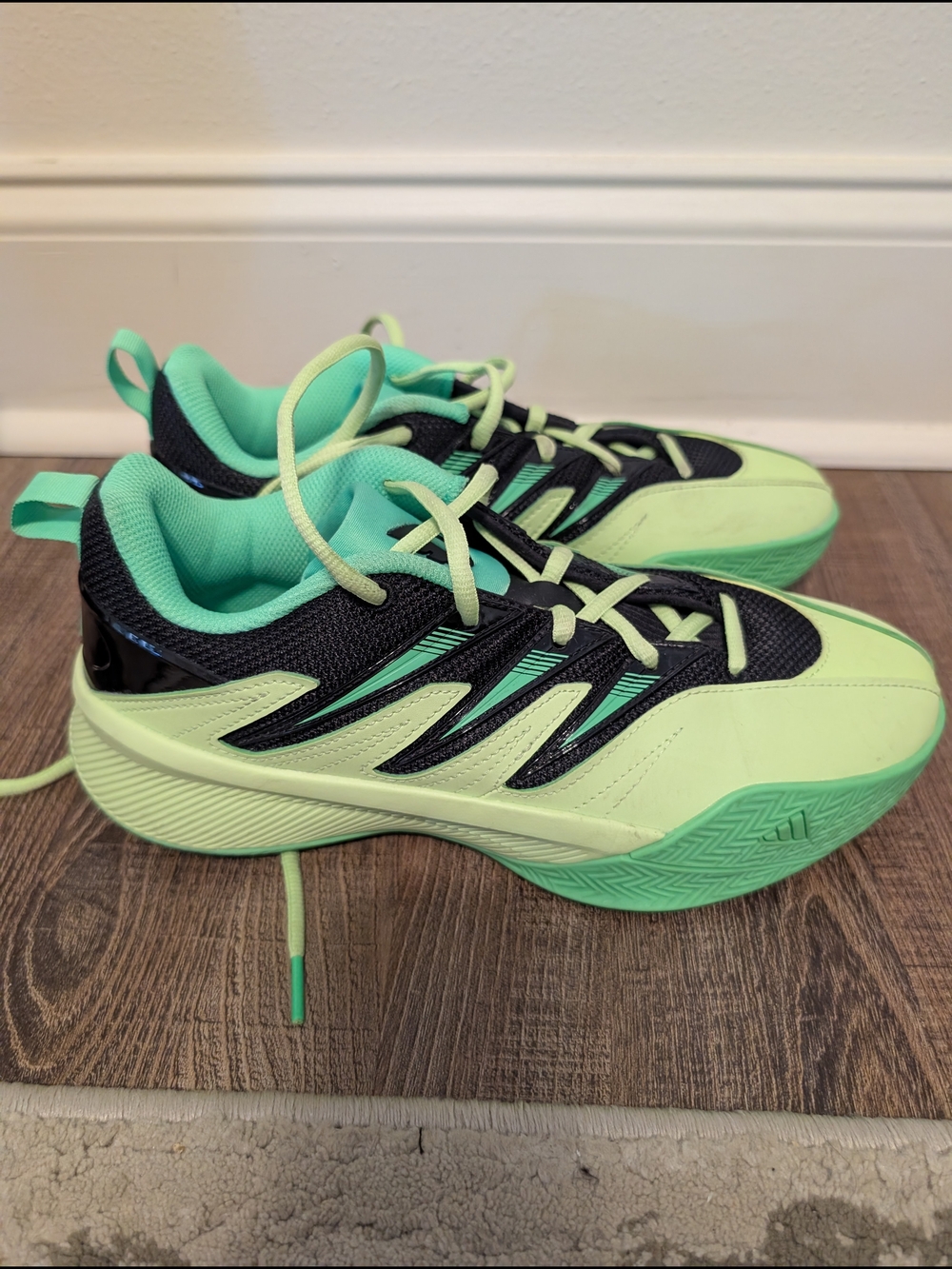 Kids Adidas Dame 3 Basketball  Sneakers in Neon Green and Black